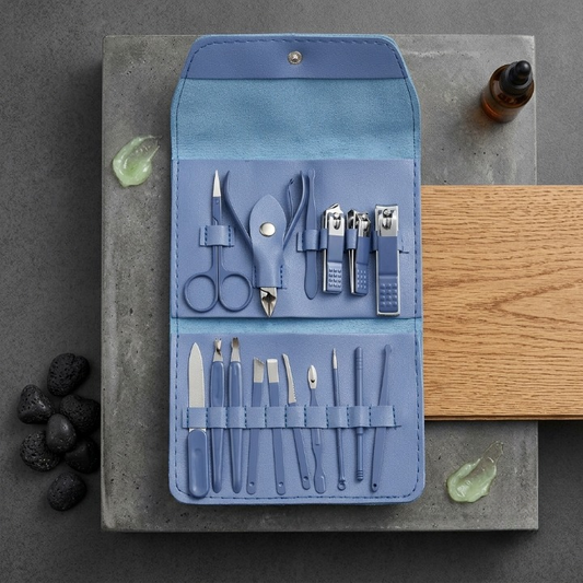 16-Piece Manicure & Pedicure Grooming Kit – Stainless Steel Nail Care Set with Travel Case