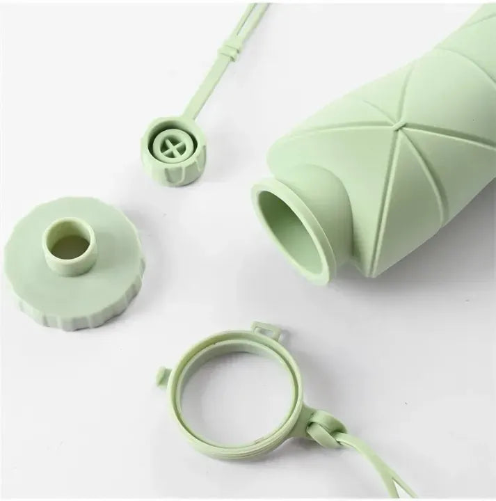 Silicone Folding Water Bottle 600ml – Collapsible, Leak-Proof & Portable Travel Bottle