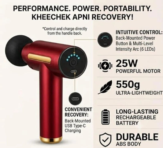 Professional Massage Gun with 4 Massage Heads – Deep Tissue Muscle Massager