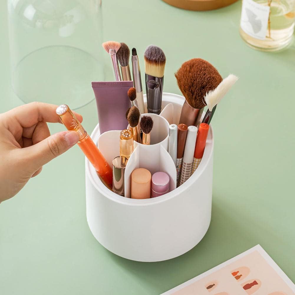 360° Rotating Makeup Brush Holder with Dust-Proof Lid