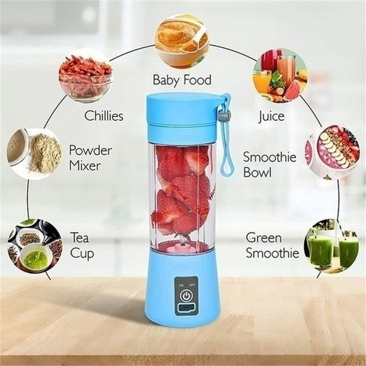 Rechargeable Portable Mini Juicer Blender – 6-Blade USB Smoothie Maker, 380ml
