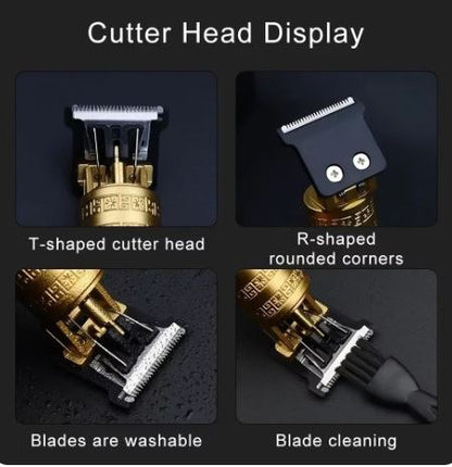 Vintage T9 Metal Body Hair Trimmer for Men – USB Rechargeable Professional Beard & Hair Trimmer