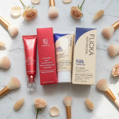Flicka 2-in-1 Makeup Combo – Primer 60g + Ivory Foundation 30g | Smooth & Long-Lasting Makeup