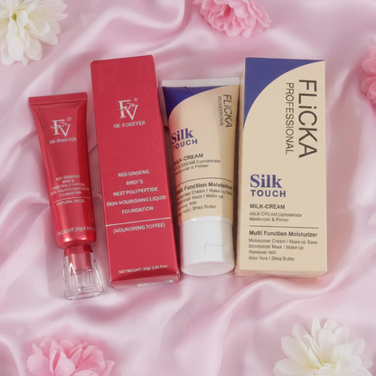 Flicka 2-in-1 Makeup Combo – Primer 60g + Ivory Foundation 30g | Smooth & Long-Lasting Makeup