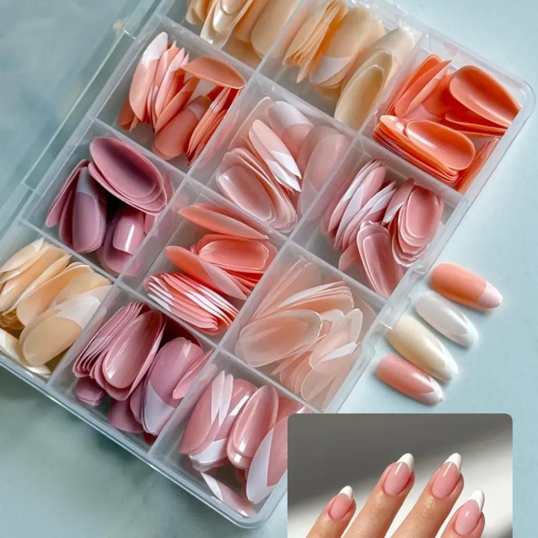 144 Pcs Multicolor False Nails With Nail Glue