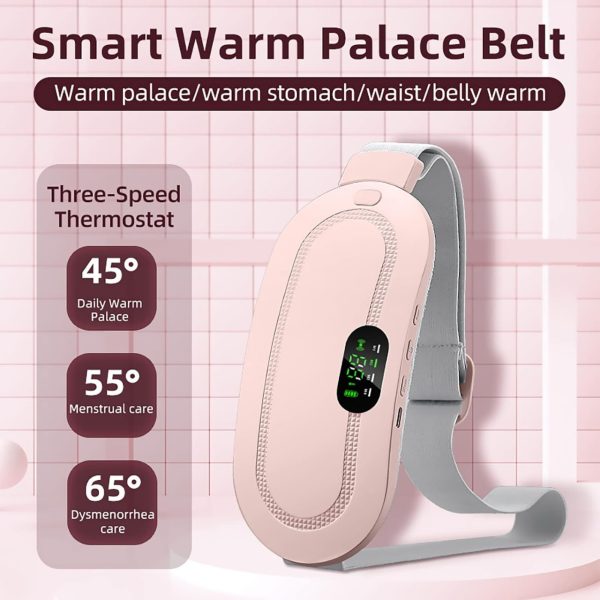 Portable Menstrual Cramp Relief Belt – Rechargeable Heating Pad with 3 Heat Levels & 4 Massage Modes