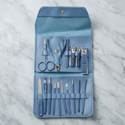 16-Piece Manicure & Pedicure Grooming Kit – Stainless Steel Nail Care Set with Travel Case