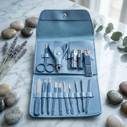 16-Piece Manicure & Pedicure Grooming Kit – Stainless Steel Nail Care Set with Travel Case