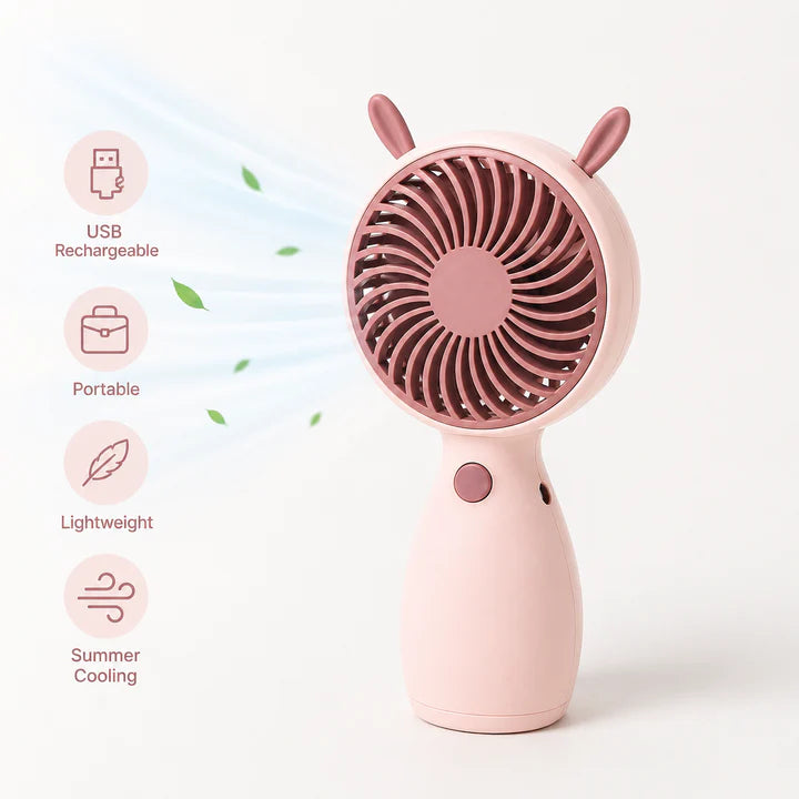 ortable USB Rechargeable Mini Handheld Fan – Strong Airflow Personal Cooling Fan