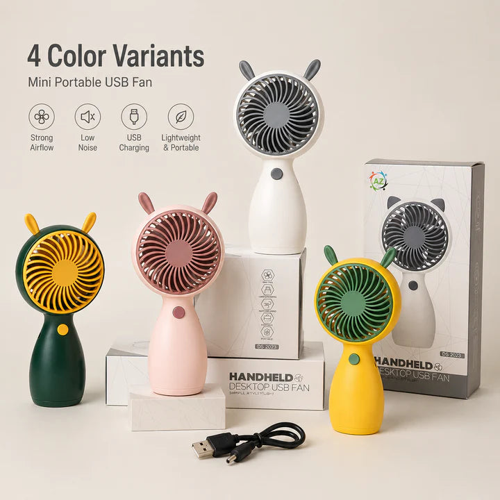 ortable USB Rechargeable Mini Handheld Fan – Strong Airflow Personal Cooling Fan