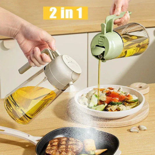 2-in-1 Oil Sprayer Bottle for Kitchen – 400ml Cooking Oil Dispenser & Sprayer