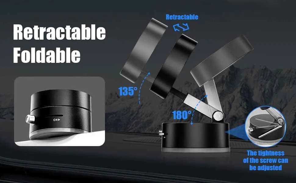 Magnetic Suction Phone Holder – Foldable 360° Adjustable Phone Mount for Car, Kitchen, Bathroom & Office