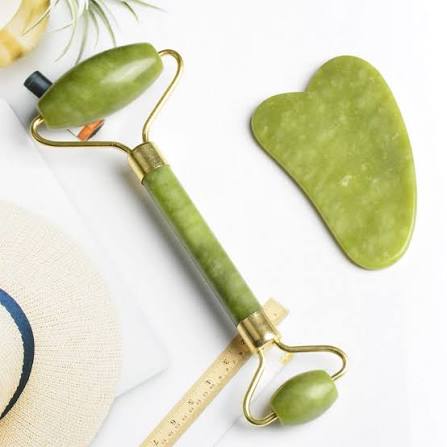 Jade Roller & Gua Sha Stone Facial Massage Set | Skincare Beauty Tool