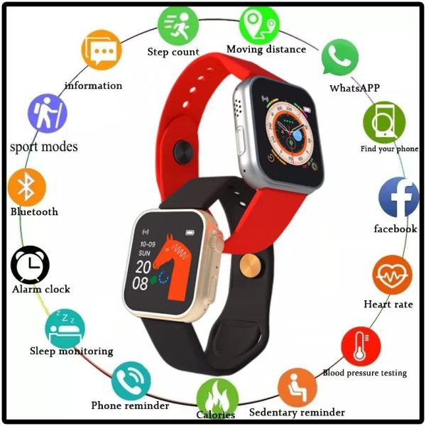 D20 Ultra Smart Watch – Heart Rate & Blood Pressure Monitor, Fitness Tracker