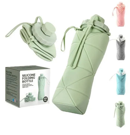 Silicone Folding Water Bottle 600ml – Collapsible, Leak-Proof & Portable Travel Bottle