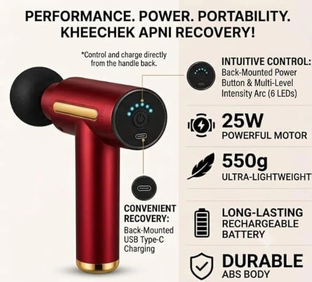 Professional Massage Gun with 4 Massage Heads – Deep Tissue Muscle Massager