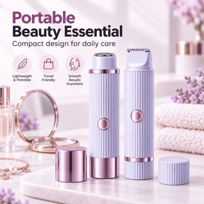 2-in-1 Double Head Electric Shaver & Trimmer for Women | Painless Facial & Body Hair Remover